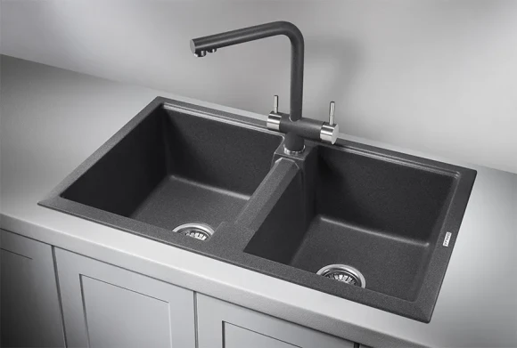 8101, ГРАФИТ (ЧЁРНО-СЕРЫЙ), кухонная мойка, кварц