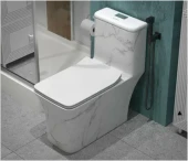 Унитаз-моноблок SM9615 МРАМОР безободковый, сиденье тонкое ДП, арматура (с гофрой и подводкой) 