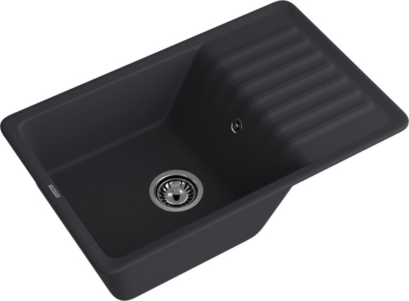 GRANFEST Мойка QUARZ 72  1-чаша+крыло 760*480мм черный арт.GF-ZW-