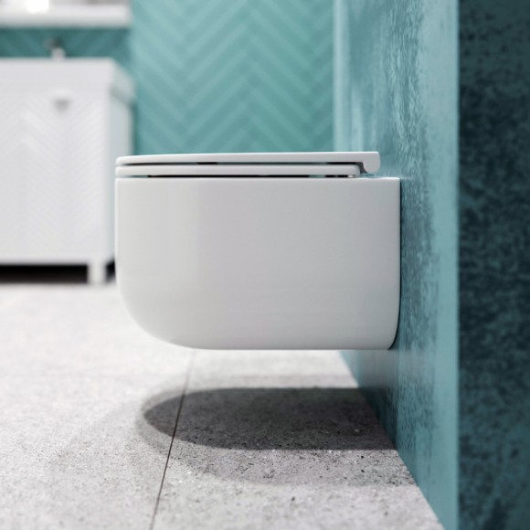 Унитаз подвесной K405T безободковый с круговым смывом, сиденье тонкое ДП, крепления 