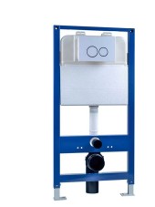 Инсталляция EvaGold 545-7 для подвесного унитаза кнопка пластик круглая белая глянец 