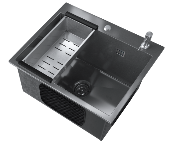 Мойка ULGRAN STEEL 500 Х 450, черная брашированная сталь