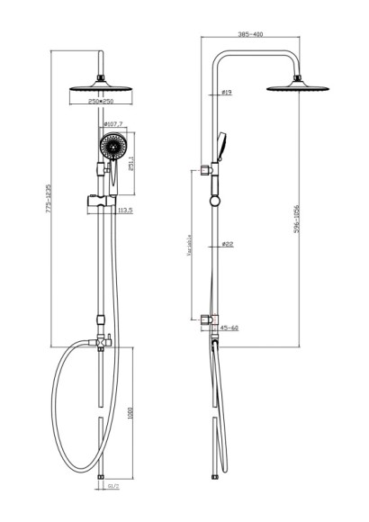 Душевая система NENO 5 режимов шланг 150 PVC Душевая система NENO 5 режимов шланг 150 PVC