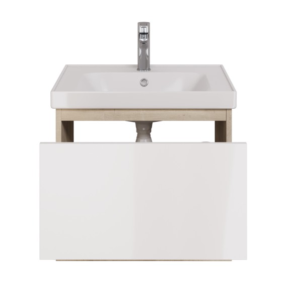 Тумба PERFECTO, 60 см, подвесная, 1 ящик, дуб эврика/белый глянец