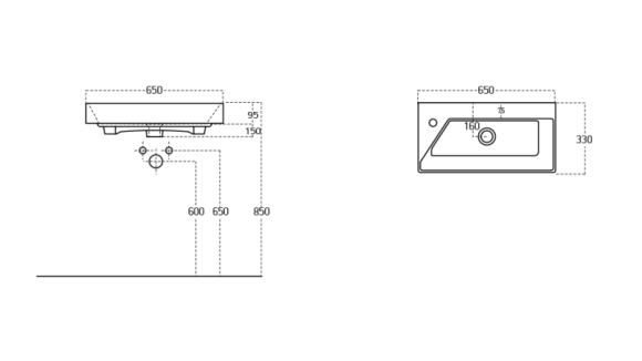 Слим Синерджи, 65 см, мебельный умывальник, керамический