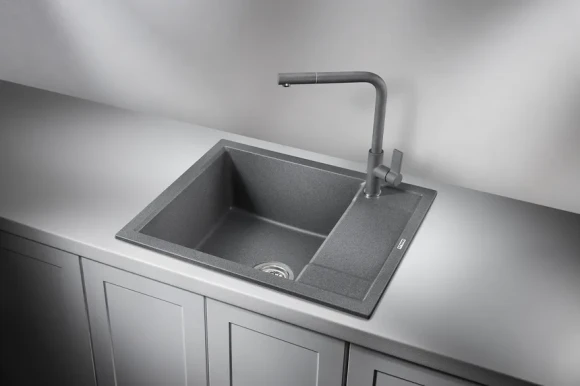 6002, ГРАФИТ (ЧЁРНО-СЕРЫЙ), кухонная мойка, кварц 6002, ГРАФИТ (ЧЁРНО-СЕРЫЙ), кухонная мойка, кварц