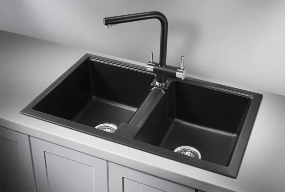 8101, ШВАРЦ (чёрный металлик), кухонная мойка, кварц 8101, ШВАРЦ (чёрный металлик), кухонная мойка, кварц
