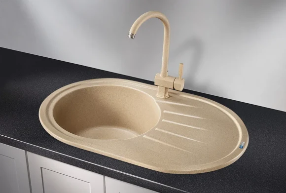 7601, БЕЖЕВЫЙ, кухонная мойка, СтандАРТ кварц