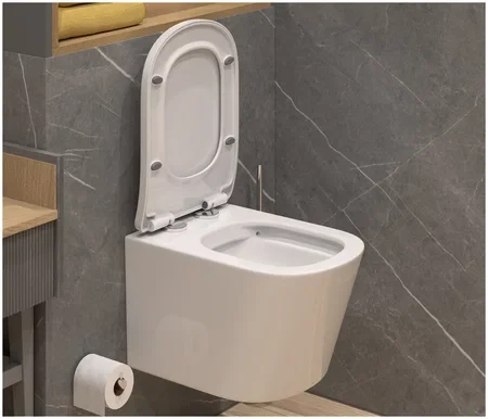 Унитаз подвесной K50 безободковый, сиденье тонкое ДП, крепления Унитаз подвесной K50 безободковый, сиденье тонкое ДП, крепления