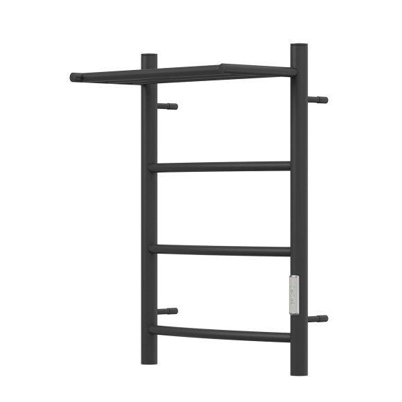 Полотенцесушитель электрический Point Афина PN04846PB П3 400x600 с полкой, диммер справа, черный Полотенцесушитель электрический Point Афина PN04846PB П3 400x600 с полкой, диммер справа, черный