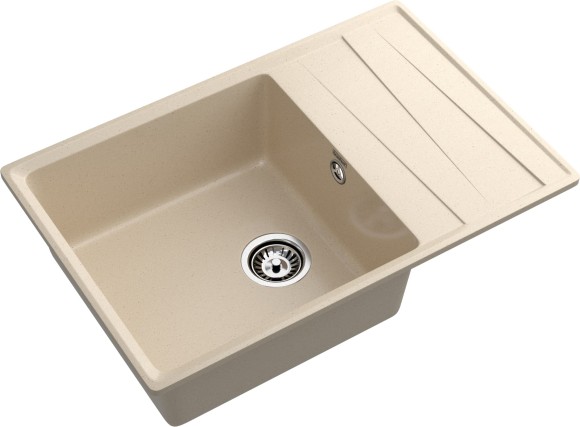 GRANFEST Мойка LEVEL 760L  1-чаша+крыло 760*500 бежевый арт.GF-
