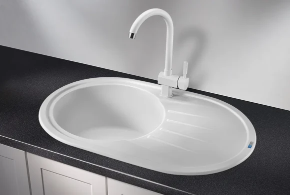 7601, БЕЛЫЙ, кухонная мойка, СтандАРТ кварц