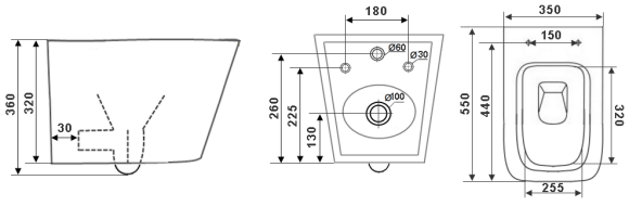 Унитаз подвесной TIMO SOLI TK-303MB (550*350*360)