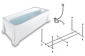Комплект Акриловая ванна TIMO OLLI1770 170*70*580+каркас+слив-перелив+фронтальная панель+торцевая панель