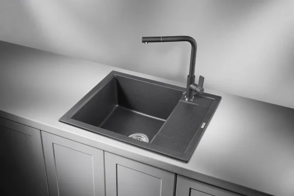 6002, ЧЁРНЫЙ, кухонная мойка, кварц 6002, ЧЁРНЫЙ, кухонная мойка, кварц