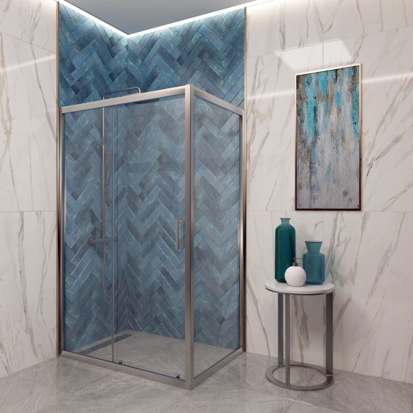 EG2C Душевое ограждение прямоугольное EvaGold 120х80, профиль хром, прозрачное стекло