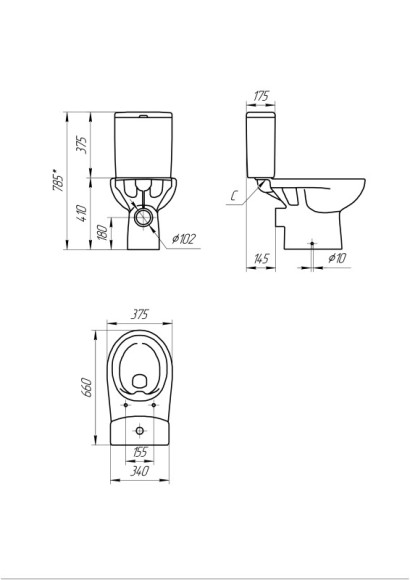 Унитаз компакт NATURE Clean On 011 3/5 DPL EO