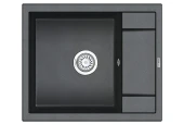 6002, ШВАРЦ (чёрный металлик), кухонная мойка, кварц