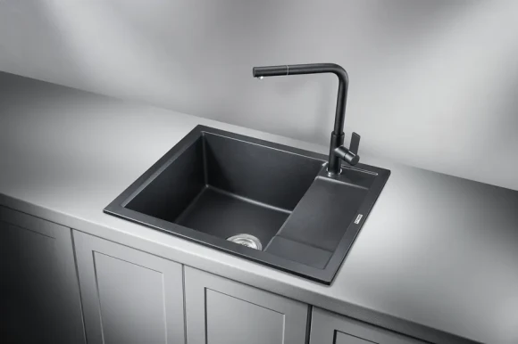 6002, ШВАРЦ (чёрный металлик), кухонная мойка, кварц 6002, ШВАРЦ (чёрный металлик), кухонная мойка, кварц