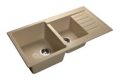 GRANFEST Мойка PRACTIK 980KL  2 чаши+крыло 980*510мм бежевый арт.GF-