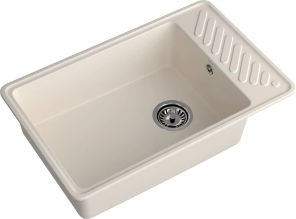 GRANFEST  Мойка QUARZ 51  1-чаша+крыло 760*480мм белый арт.GF-ZL-