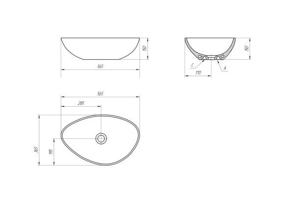 Раковина на столешницу MODUO 55 LEAF 0 отв.