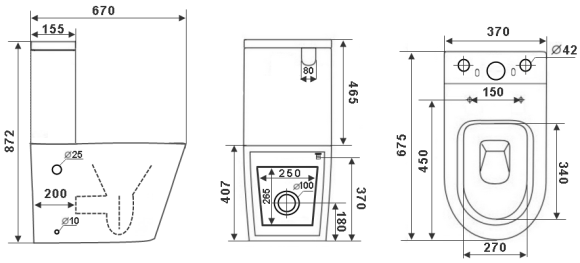 Унитаз с бачком напольный TIMO INARI TK-501 (610*370*800)