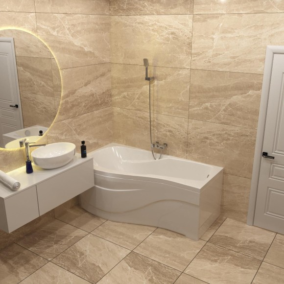 Комплект Акриловая ванна TIMO VINO1590L 150*90*66+Каркас + Слив-перелив