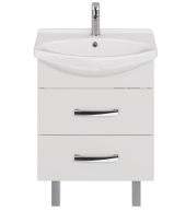 Тумба ALDA, 65 см , подвесная/напольная, 2 ящика. белый глянец, под ум. Лагуна 65