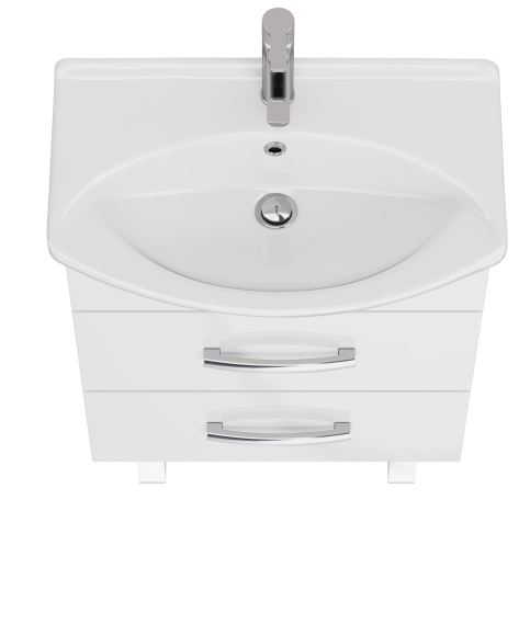 Тумба ALDA, 65 см , подвесная/напольная, 2 ящика. белый глянец, под ум. Лагуна 65