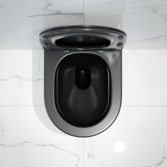 Унитаз подвесной K505BM черный матовый безободковый, сиденье тонкое ДП, крепления 