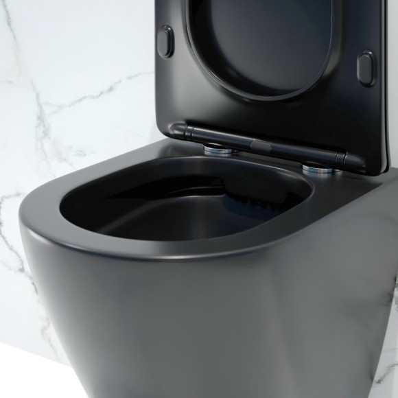 Унитаз подвесной K505BM черный матовый безободковый, сиденье тонкое ДП, крепления 