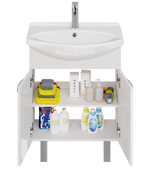 Тумба ALDA D, 65 см , подвесная/напольная, 2 дверцы, белый глянец, под ум. Лагуна 65