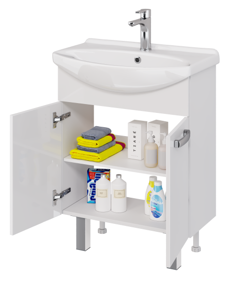 Тумба ALDA D, 65 см , подвесная/напольная, 2 дверцы, белый глянец, под ум. Лагуна 65