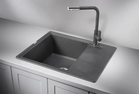 6201, ГРАФИТ (ЧЁРНО-СЕРЫЙ), кухонная мойка, кварц