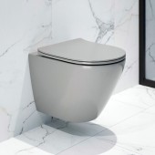 Унитаз подвесной K505GM серый матовый безободковый, сиденье тонкое ДП, крепления 