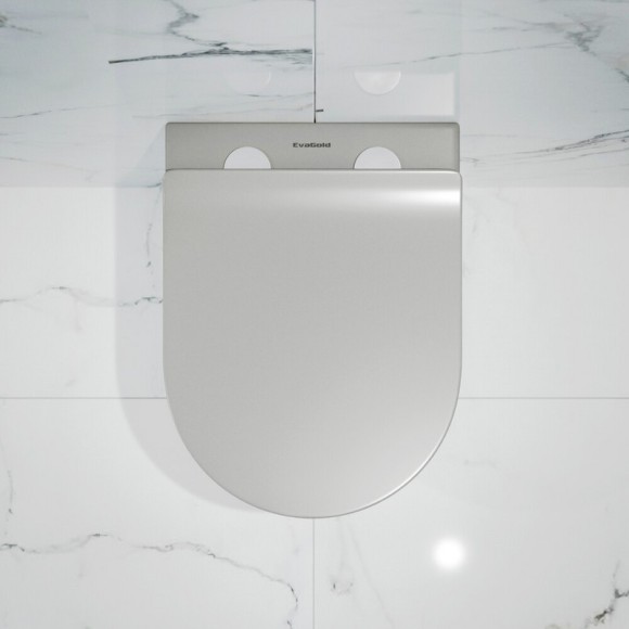 Унитаз подвесной K505GM серый матовый безободковый, сиденье тонкое ДП, крепления 