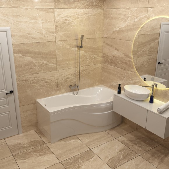 Комплект Акриловая ванна TIMO VINO1590R 150*90*66+Каркас + Слив-перелив