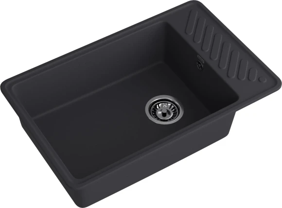 GRANFEST  Мойка QUARZ 51  1-чаша+крыло 760*480мм черный арт.GF-ZL-