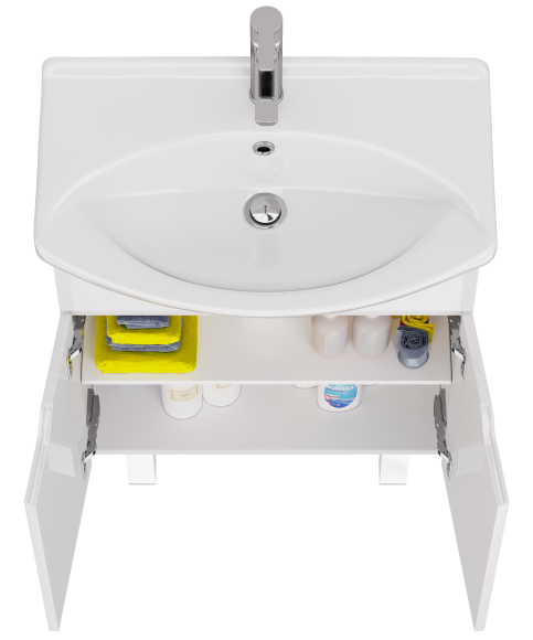 Тумба DAVID D, 65 см , подвесная/напольная,2 дверцы, белый глянец, под ум. Лагуна 65