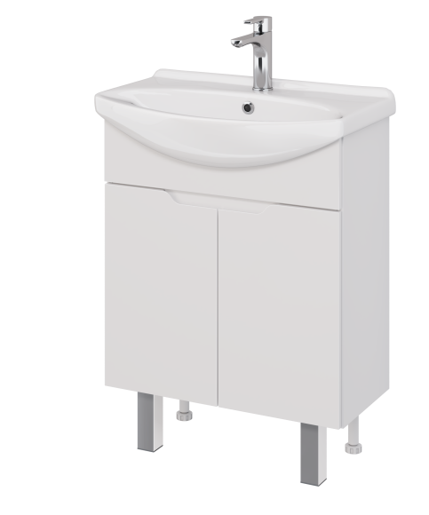 Тумба DAVID D, 65 см , подвесная/напольная,2 дверцы, белый глянец, под ум. Лагуна 65