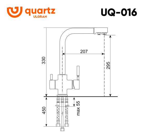 Cмеситель ULGRAN Quartz UQ-016-09, асфальт