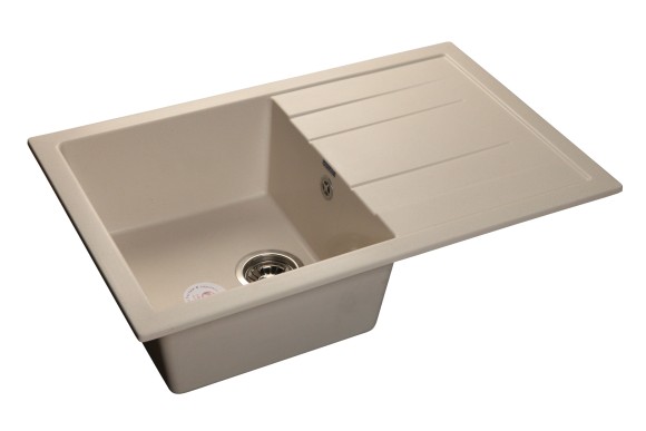 GRANFEST Мойка QUADRO 780L  1-чаша+крыло 770*495мм белый арт.GF-