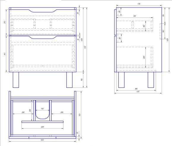Тумба Q PLUS, 70 см, подвесная/напольная, 2 ящика, с опорами, белый глянец