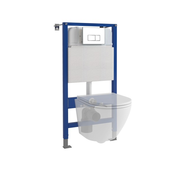 Инсталляция EvaGold 545-9 для подвесного унитаза кнопка пластик прямоугольник хром глянец 