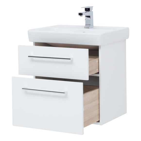 Тумба Q MAX, 55 см, подвесная, 2 ящика, белый глянец Тумба Q MAX, 55 см, подвесная, 2 ящика, белый глянец