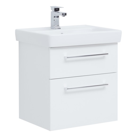 Тумба Q MAX, 55 см, подвесная, 2 ящика, белый глянец Тумба Q MAX, 55 см, подвесная, 2 ящика, белый глянец