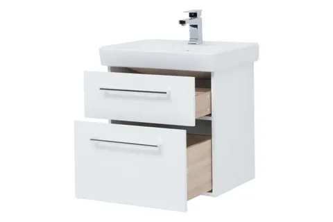 Тумба Q MAX, 55 см, подвесная, 2 ящика, белый глянец Тумба Q MAX, 55 см, подвесная, 2 ящика, белый глянец