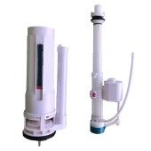 Арматура 2х кноп., ниж. подвод воды для унитаза-моноблока T1060 - 29,5*9 см, d=6 см, круговой смыв 