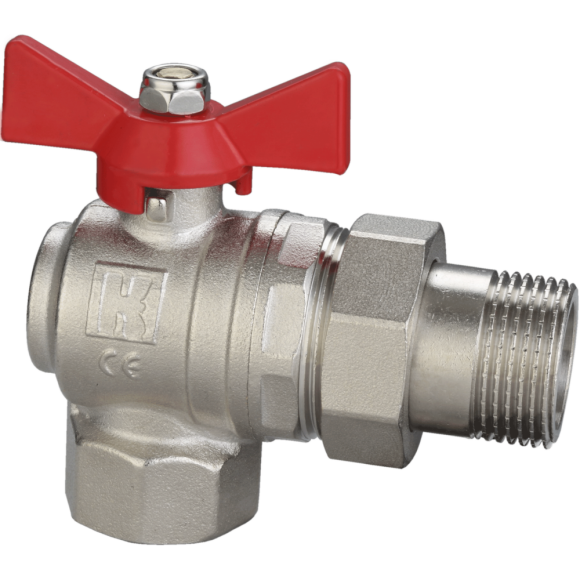 Кран шаровый 3/4" НР х 3/4" ВР угловой с полусгоном "бабочка" Comtek